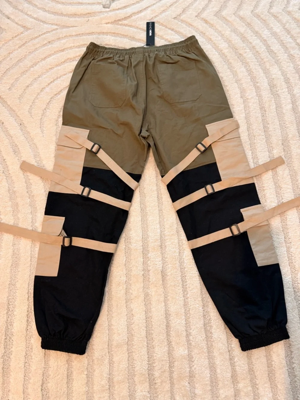 Fashion Nova Olive, Khaki & Black Cargo Pants - Picture 5 of 9